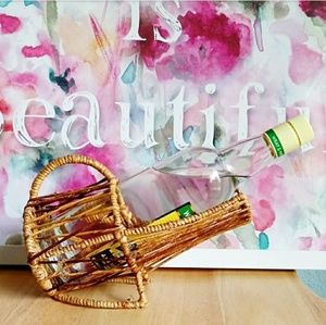 Rattan Metal Wine Sparkling Beverage Bottle Holder